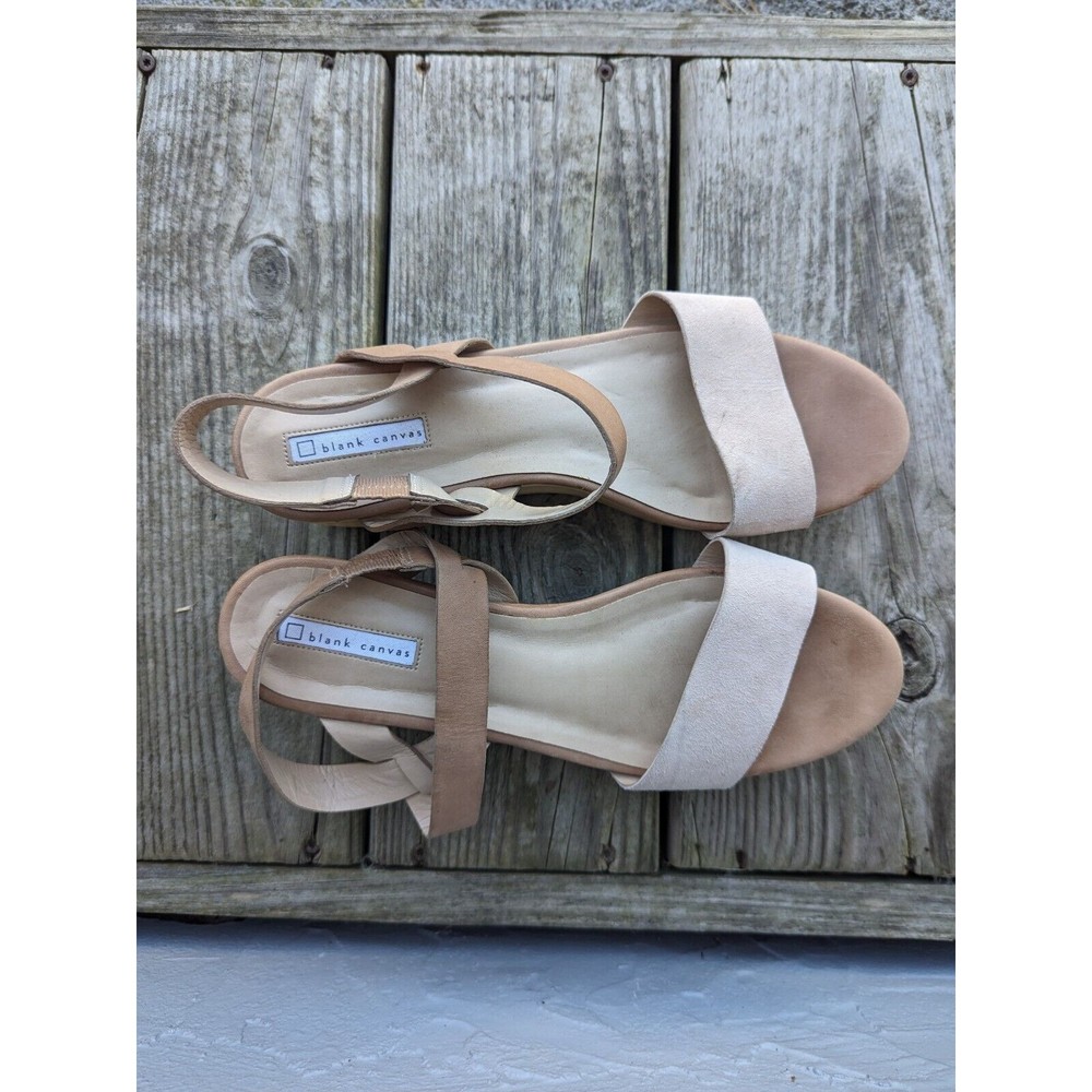 Blank Canvas Made in Brazil Tan Suede Platform Wooden Sandals Women Size 11
